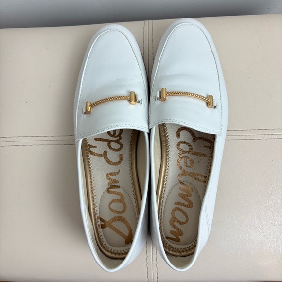 Sam Edelman Lior Loafers in White Leather with Gold-tone Hardware Size 7 - Picture 8 of 11